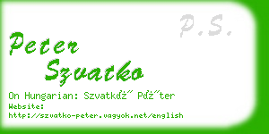 peter szvatko business card